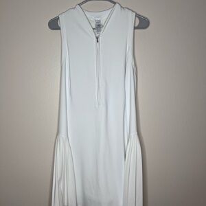 Athleta White Midi Dress with Pleated Details